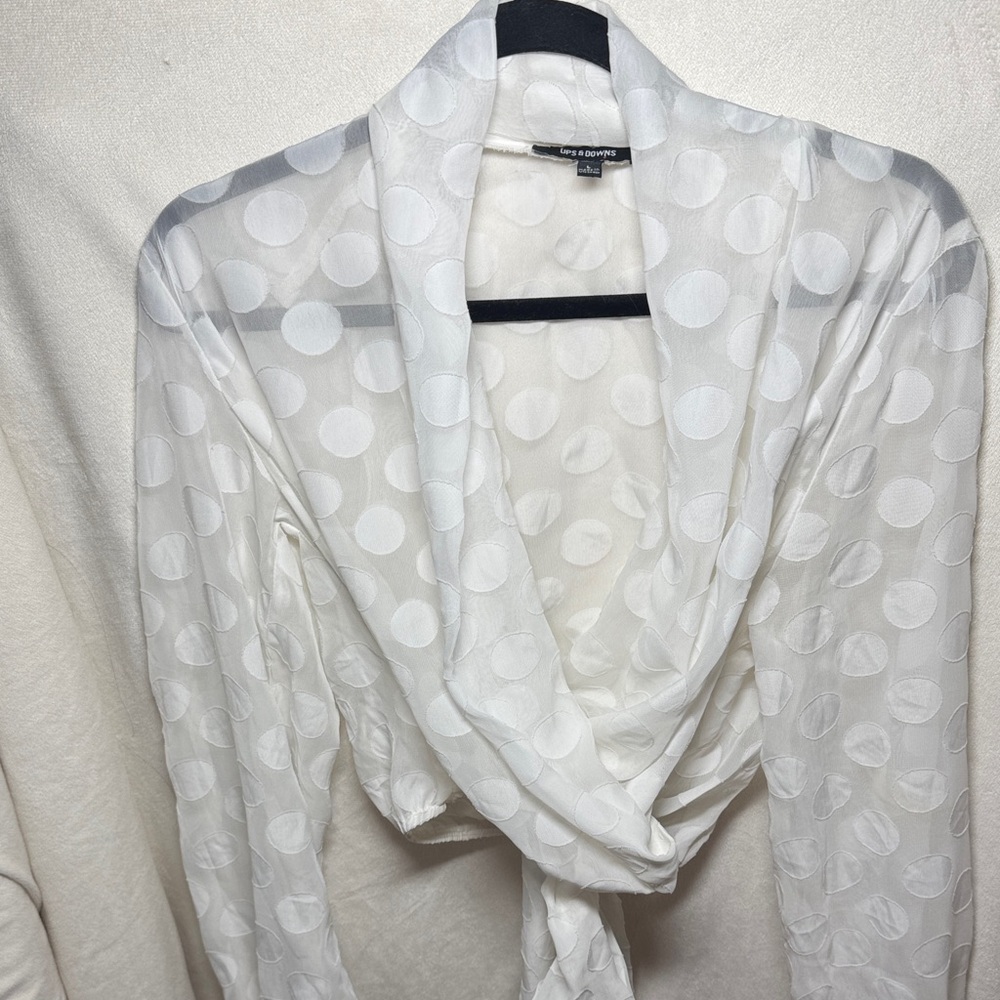 White Polka Dot Sheer Blouse